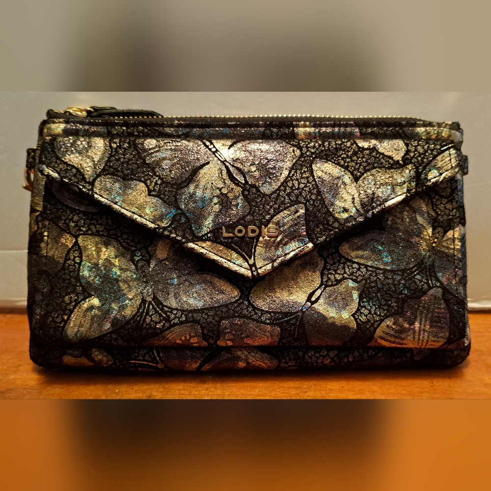 Lodis Black and Gold Clutch with Elegant Design